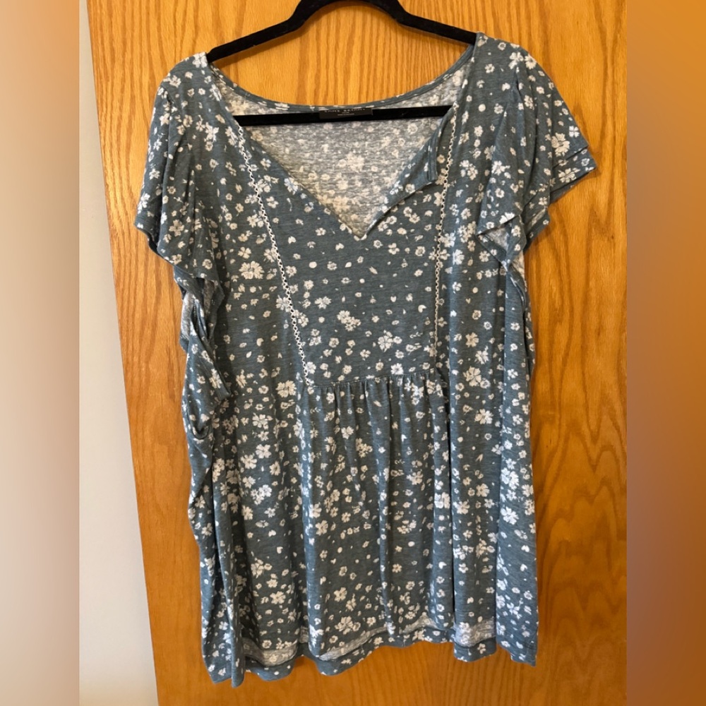 Floral Print Women's Top - Blue